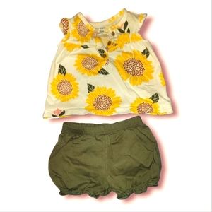 🦄 NWOT 6m Baby Girl Carters Sunflower Outift